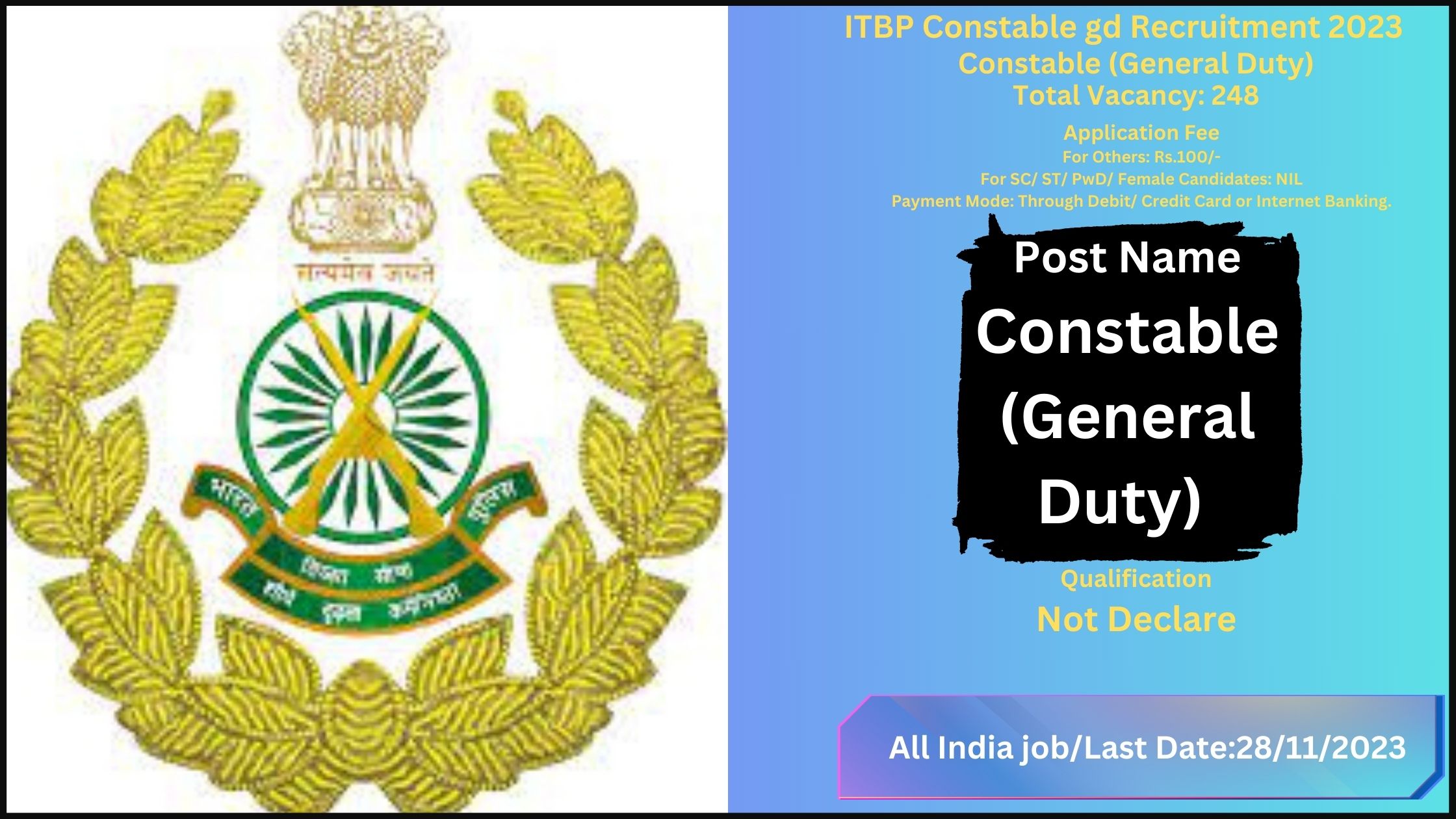 ITBP Constable gd Recruitment 2023